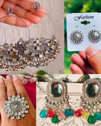 chandbali Earring and Openable Bracelet and ring for women and girls Alloy Chandbali Earring