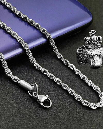 Stainless Steel Rhodium Silver Jewel Set (Pack of 1)