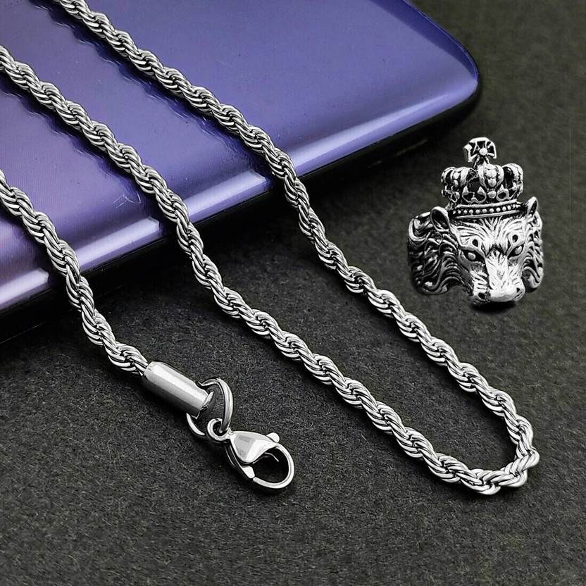 Stainless Steel Rhodium Silver Jewel Set (Pack of 1)