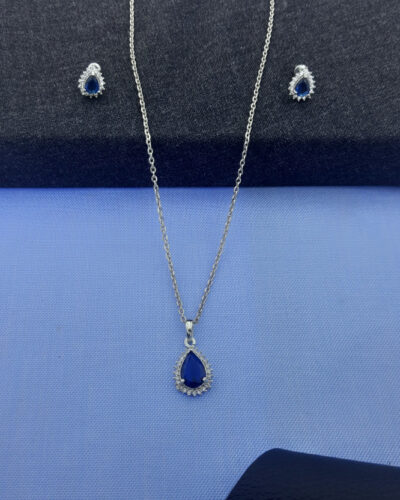 Alloy Silver Blue Jewel Set (Pack of 1)