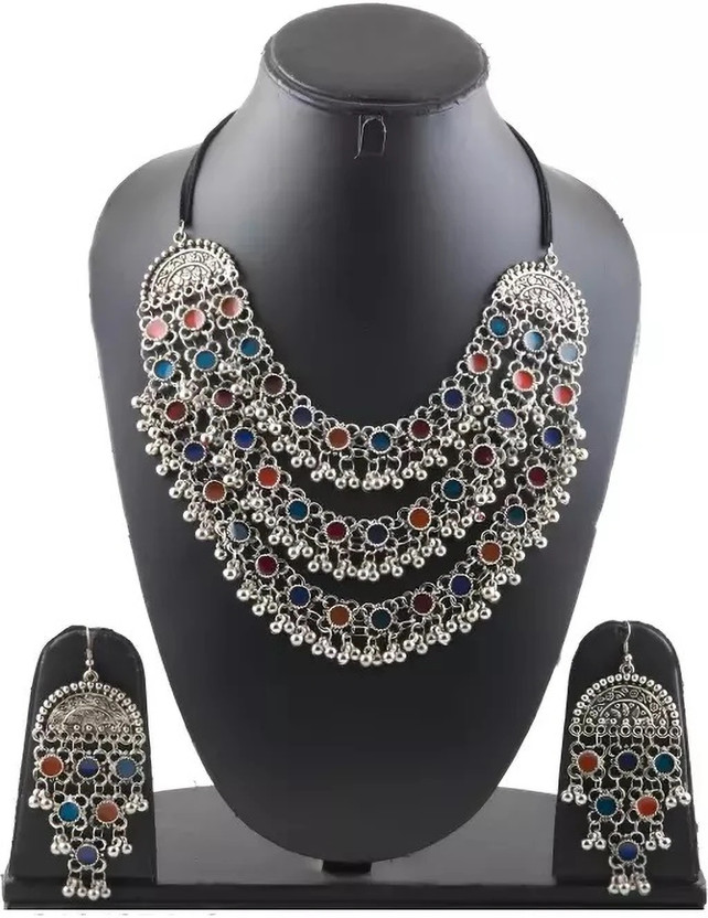 Oxidised Silver, Alloy Silver Jewel Set (Pack of 3)
