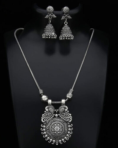 Oxidised Silver Silver Silver Jewel Set (Pack of 1)