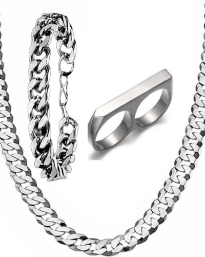 Brass Silver Silver Jewel Set (Pack of 3)