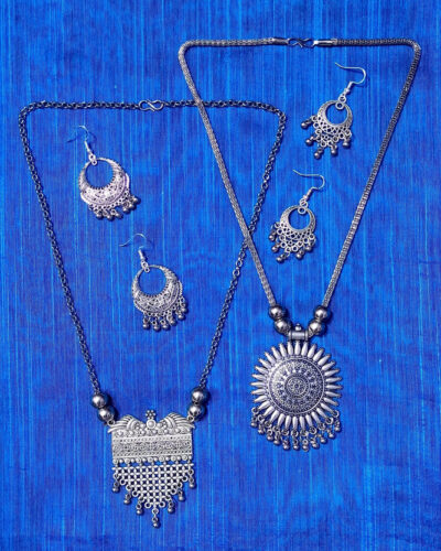 Oxidised Silver Silver Silver Jewel Set (Pack of 4)