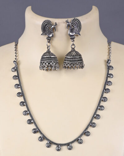 Brass Silver Silver Jewel Set (Pack of 1)