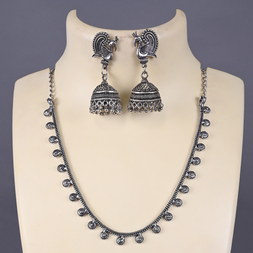 Brass Silver Silver Jewel Set (Pack of 1)