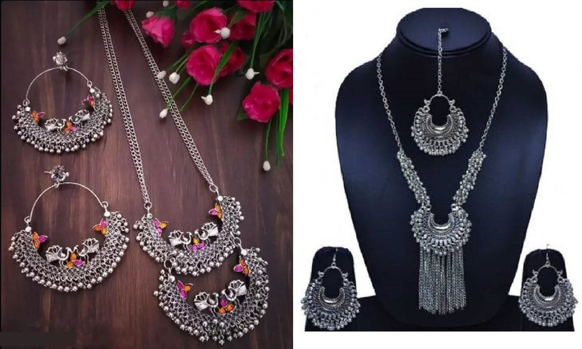 Alloy Silver Silver Jewel Set (Pack of 2)
