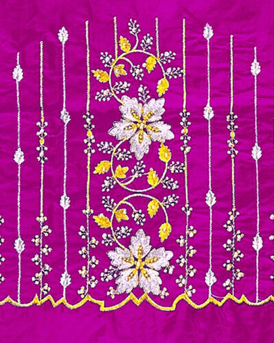 Unstitched Art Silk Blouse Material Embroidered