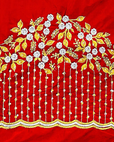 Unstitched Art Silk Blouse Material Embroidered