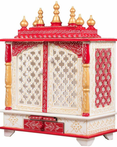 FurniGully (Mandir) Temple for Home Pooja, Arti, Unique Design Temple for Home and Office Solid Wood Home Temple (Height: 61, Pre-assembled)