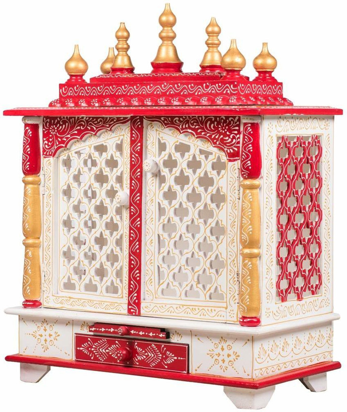 FurniGully (Mandir) Temple for Home Pooja, Arti, Unique Design Temple for Home and Office Solid Wood Home Temple (Height: 61, Pre-assembled)