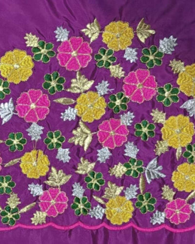 Unstitched Cotton Blend Blouse Material Embroidered