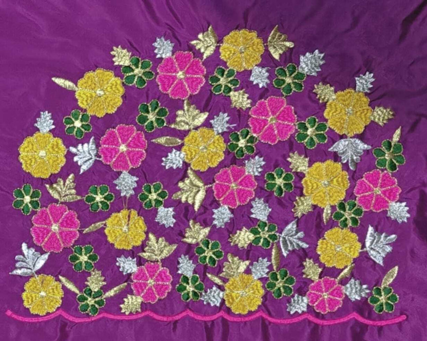 Unstitched Cotton Blend Blouse Material Embroidered