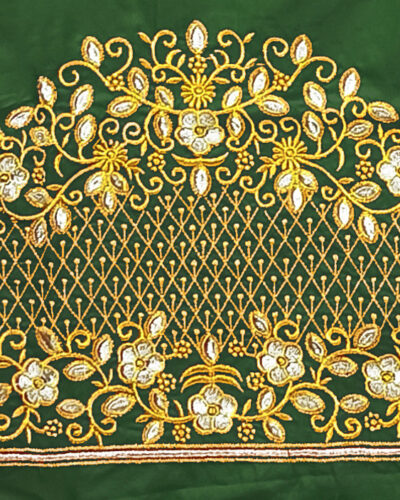 Unstitched Art Silk Blouse Material Embroidered