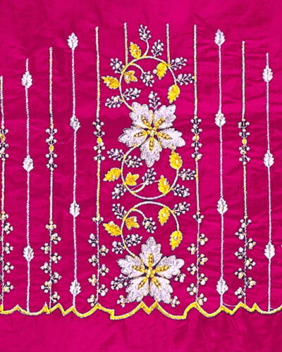 Unstitched Art Silk Blouse Material Embroidered