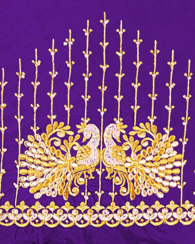 Unstitched Art Silk Blouse Material Embroidered