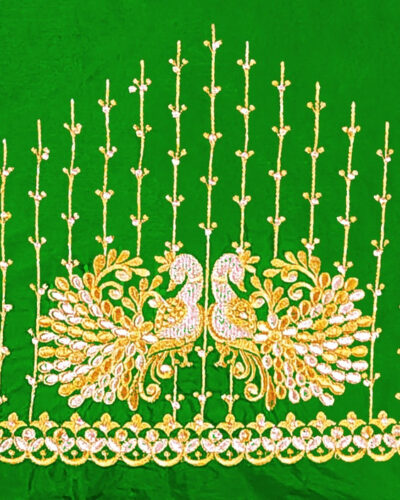 Unstitched Art Silk Blouse Material Embroidered