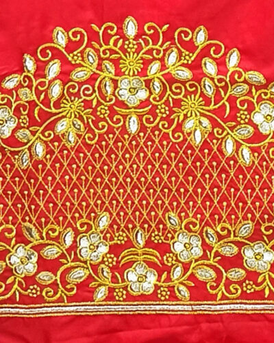 Unstitched Art Silk Blouse Material Embroidered