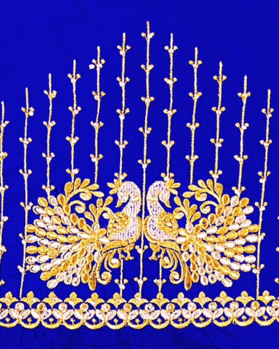 Unstitched Art Silk Blouse Material Embroidered