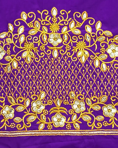 Unstitched Art Silk Blouse Material Embroidered