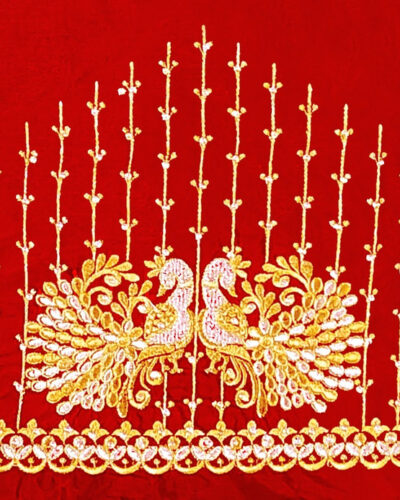 Unstitched Art Silk Blouse Material Embroidered