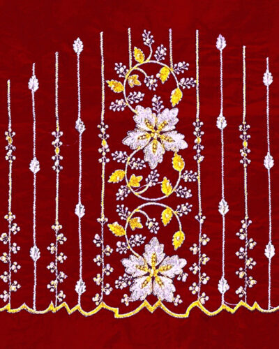 Unstitched Art Silk Blouse Material Embroidered