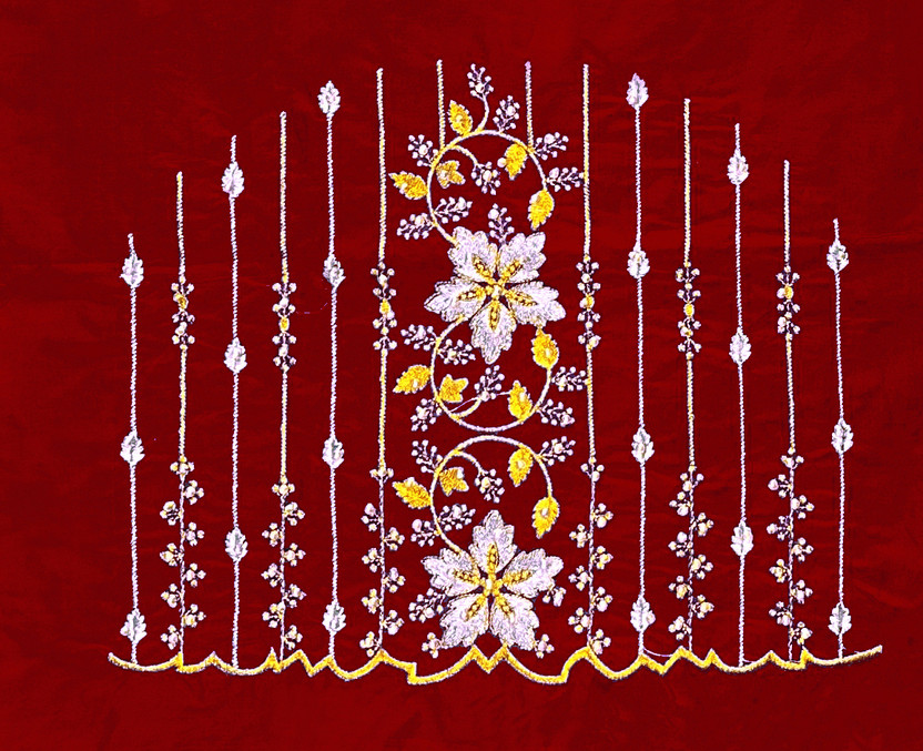 Unstitched Art Silk Blouse Material Embroidered