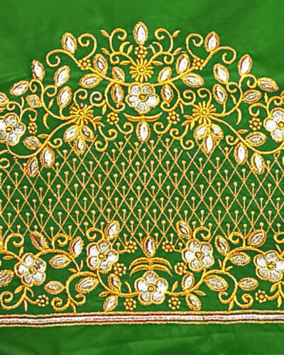 Unstitched Art Silk Blouse Material Embroidered