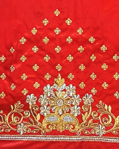 Unstitched Art Silk Blouse Material Embroidered