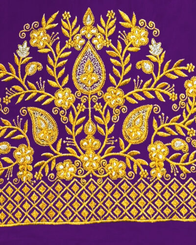 Unstitched Art Silk Blouse Material Embroidered