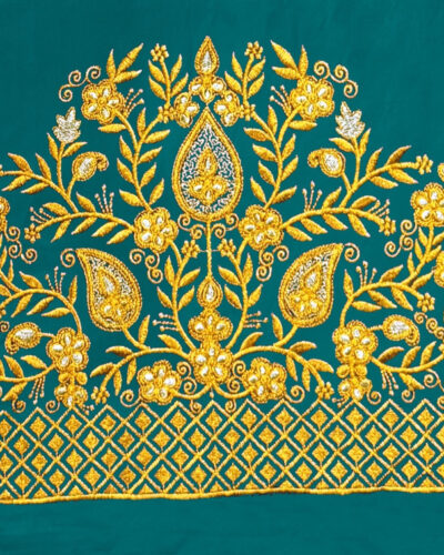 Unstitched Art Silk Blouse Material Embroidered