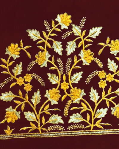 Unstitched Art Silk Blouse Material Embroidered