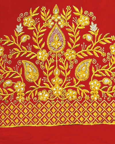 Unstitched Art Silk Blouse Material Embroidered