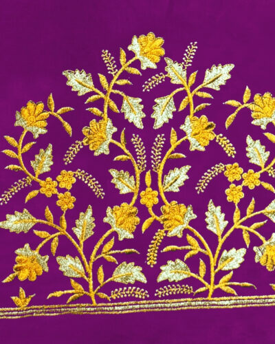 Unstitched Art Silk Blouse Material Embroidered