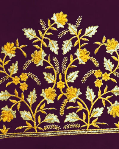 Unstitched Art Silk Blouse Material Embroidered