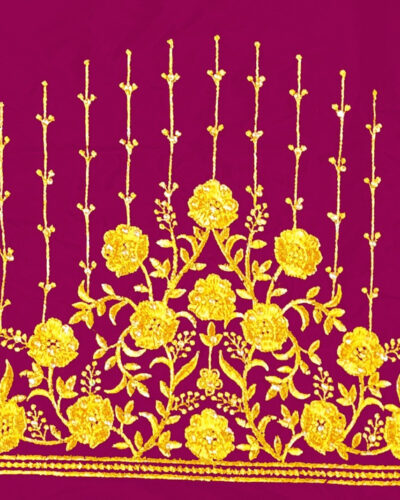Unstitched Art Silk Blouse Material Embroidered