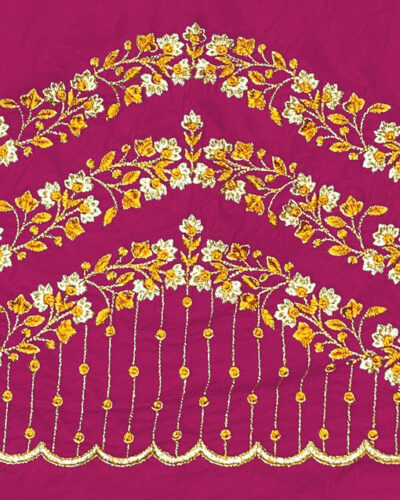 Unstitched Art Silk Blouse Material Embroidered