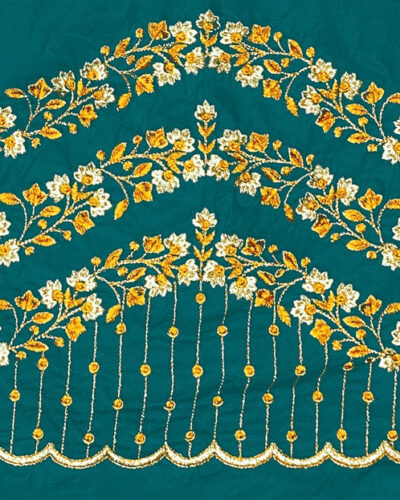 Unstitched Art Silk Blouse Material Embroidered