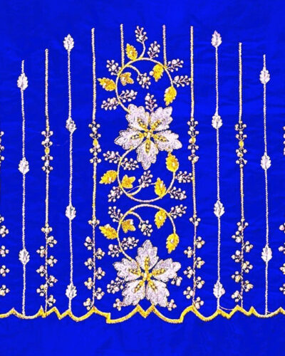 Unstitched Art Silk Blouse Material Embroidered