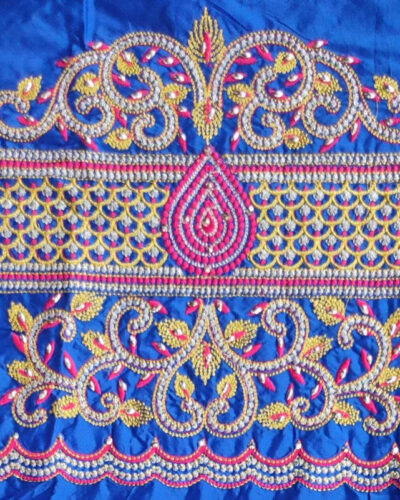 Unstitched Cotton Silk Blouse Material Embroidered