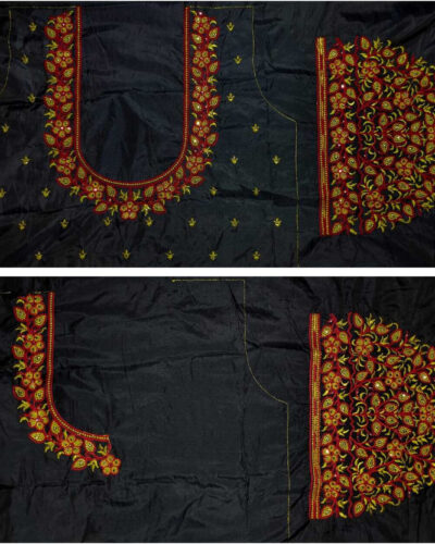 Unstitched Silk Blend Blouse Material Embroidered
