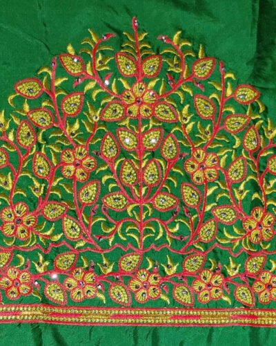 Unstitched Silk Blend Blouse Material Embroidered