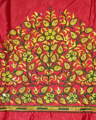 Unstitched Silk Blend Blouse Material Embroidered