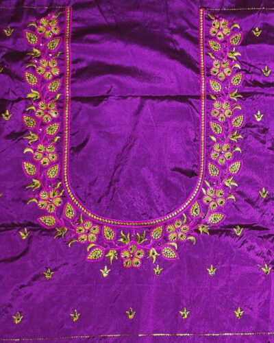 Unstitched Silk Blend Blouse Material Embroidered