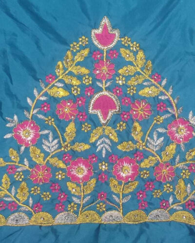 Unstitched Silk Blend Blouse Material Embroidered