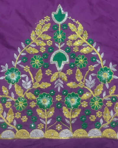 Unstitched Silk Blend Blouse Material Embroidered