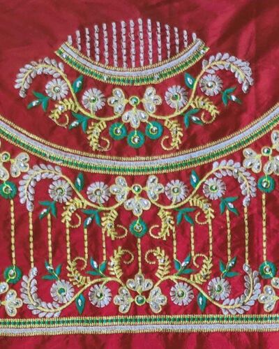Unstitched Silk Blend Blouse Material Embroidered
