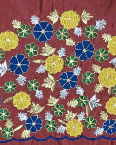 Unstitched Art Silk Blouse Material Embroidered