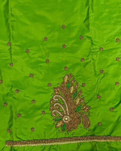 Unstitched Art Silk Blouse Material Embroidered