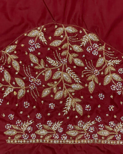 Unstitched Art Silk Blouse Material Embroidered
